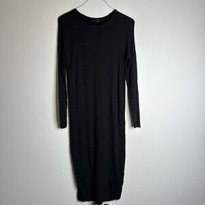 ZARA TRF black long sleeve thermal dress raw hem and edges SIZE M